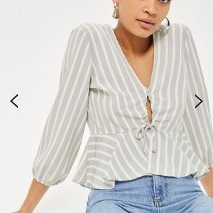 Top shop striped keyhole blouse NWOT